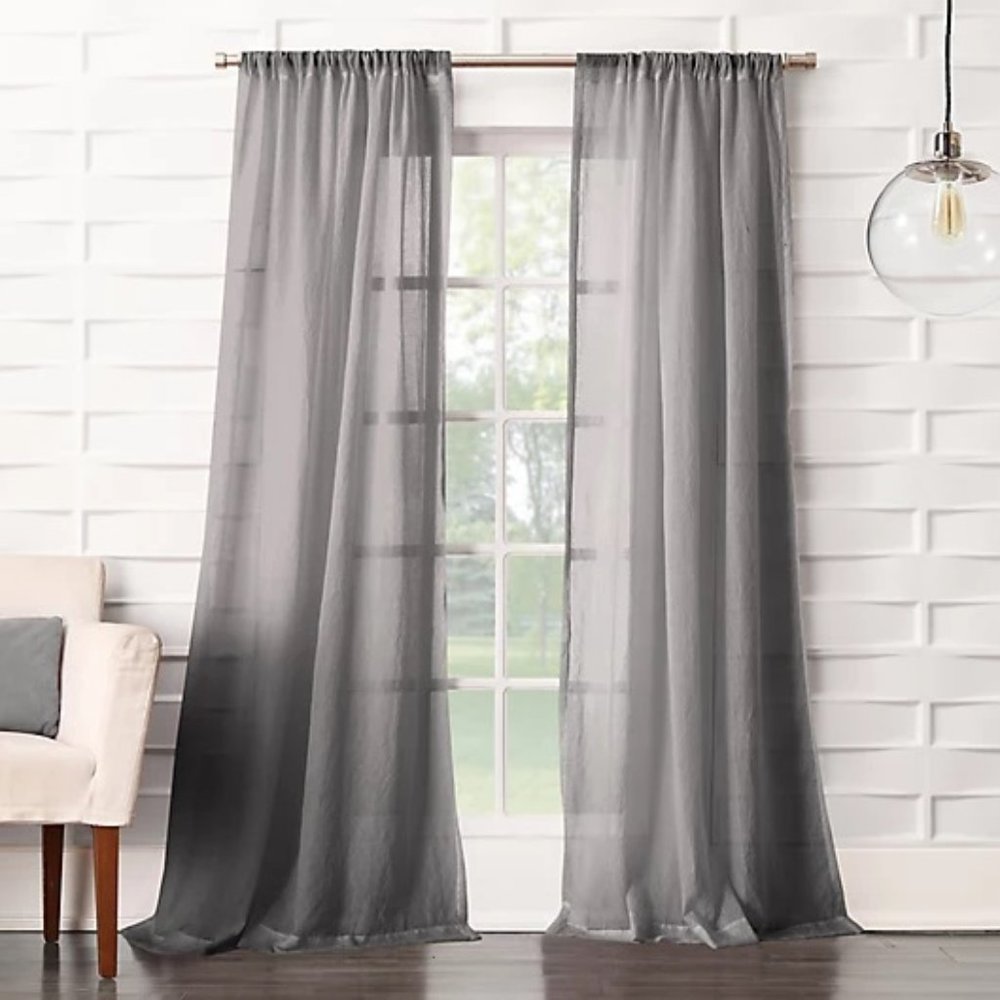No. 918® Lourdes 120-Inch Rod Pocket Light Filtering Curtain 2 Panels in Gray